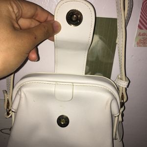 White Clutch With Adjustable Strap