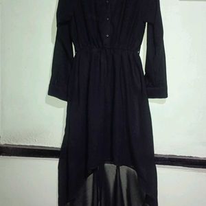 Assymetrical High Low Pretty Black Dress