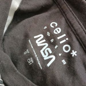 Celio Black Printed NASA T-shirt