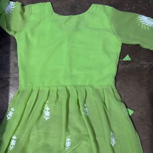 Green Chikankari Short Kurta