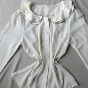 New Korean Shoulder Off-white Cute Shirt