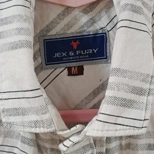 Jex & Fury Men Slim Fit Striped Collar Casual