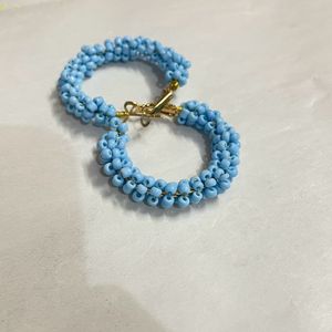 Light Blue Beads Hoop Earring