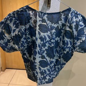 Navy Blue Printed Top