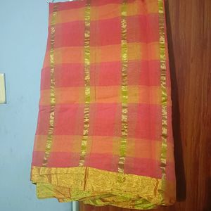 Multi Colour Checked Saree With Blouse