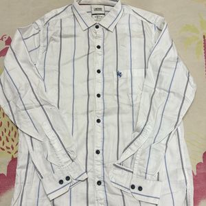White Formal Shirt With Blue Lines