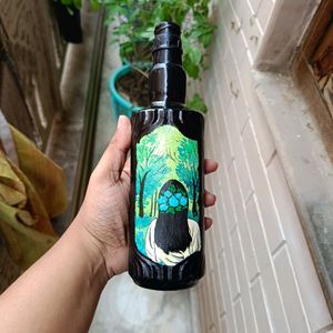 Handpainted Girl Art On Glass Bottle