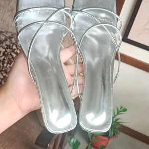 Silver Strappy Heels