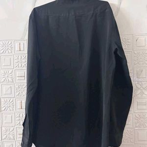 Smart Black Silk Satin Shir