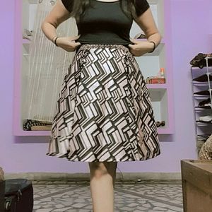 Abstract Angles Skater Skirt & Black Crop Top