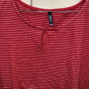 Shyla Red Top White Strips Size Xl