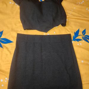 New Padded Crop Top With Black Fitted Skirt