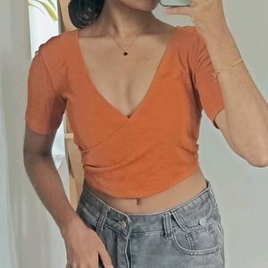 Zara Orange Aline Crop Top