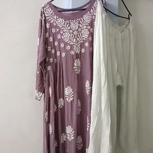 Chicken Khari Frock And Plazo Sale