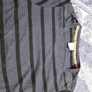 Adidas Black And Grey Striped Tshirt For Her