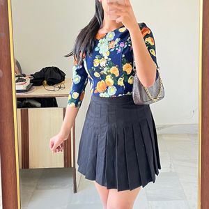 Navy Blue Floral Top