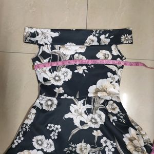 299RS Off Shoulder Cute Flower Print Dress