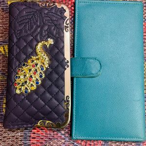 dark purple colour wallet and blue colour wallet