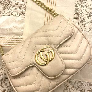 Quilted Nude Sling Bag