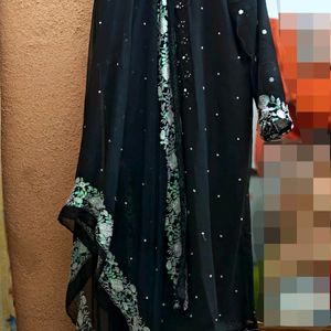 Combo Of Black Stitched Top & Dupatta