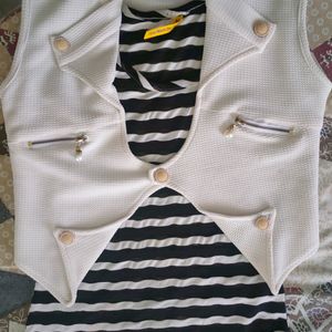 Short Sleeve Top With Attached jacket