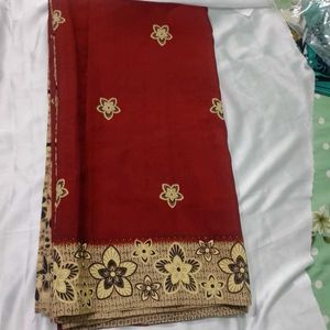 Beautiful Printed Maroon Colour Saree For Womens