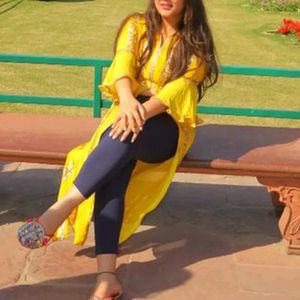 Yellow Sequins Work Kurti