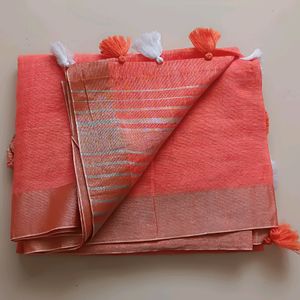 Lenin Blend Coral Colour Saree