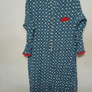 Blue Coloured Cotton Kurta