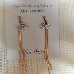 Anti-tarnish Korean Swan Studded Dangling earring