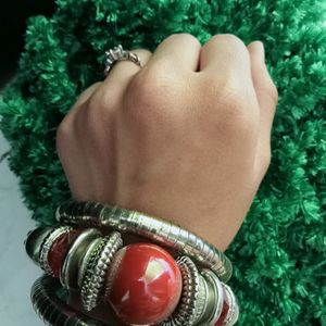 Ethnic Red Bangle Bracelet