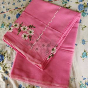 Pink Floral Organza Saree