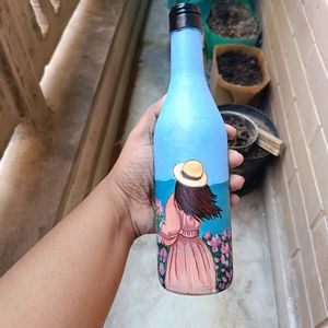 Aesthetic Handpainted Girl Art On Glass Bottle