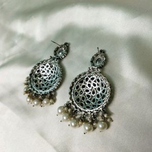 Black-silver Ethnic Earrings