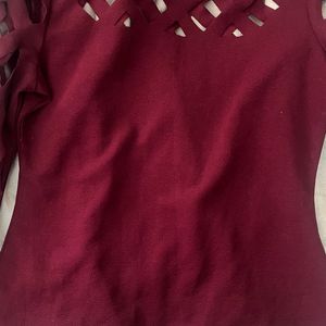 Partywear Maroon Top With Nice Design Cut