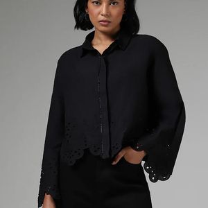 LOV cut Work Embroidery Black Shirt