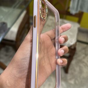 iPhone XR Clear Glass Cover With Stones And Purple Sides