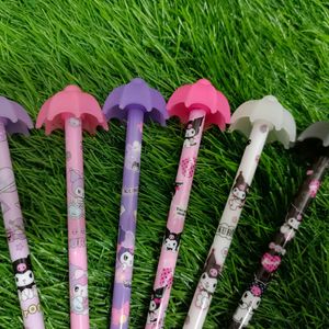 Set Of 6 Sanrio Kuromi Umbrella Gel Pens