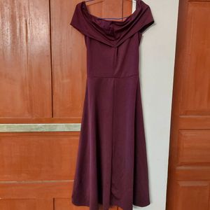 Athena Burgundy Off Shoulder Dress