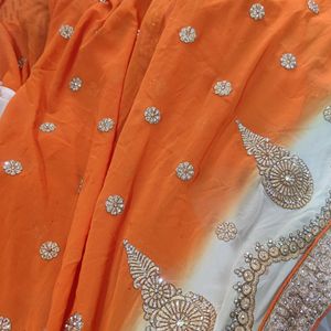 Beautiful Orange Colour Georgette Saree