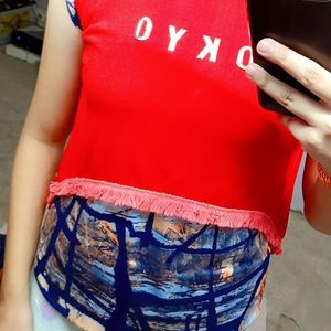 Beutiful Red &Blue Top♥️