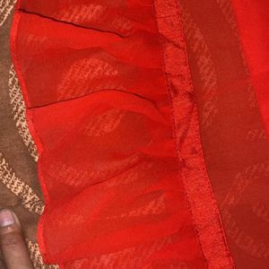 red ruffle saree very beautiful new condition