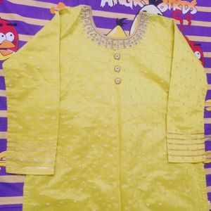 Partywear GreenKurta Dupatta & Laggins