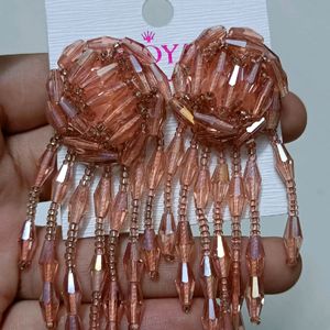 Price Drop! Peach Colour Crystal Earrings