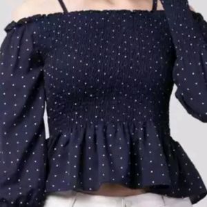 Puff Sleeves Printed Top For Women
