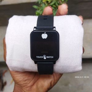 Black Apple Logo Touch Screen Digital Watch