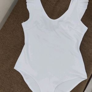 White V Neck Bodysuit (S)