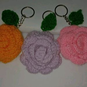 Rose Crocheted Keychain