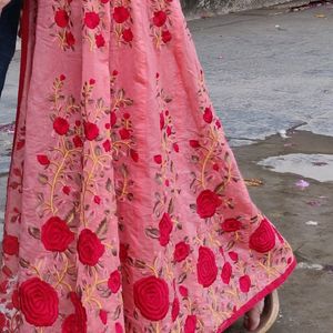 Embossed Floral Work Anarkali Kurti