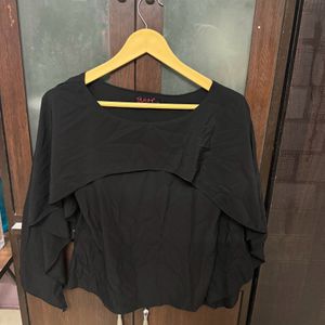 Black Top With Side Frill Sleeves